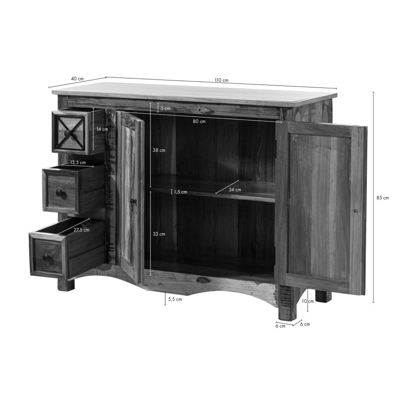 Nature Of Spirit Solid Wood 110 cm W Chest of 3 Drawers