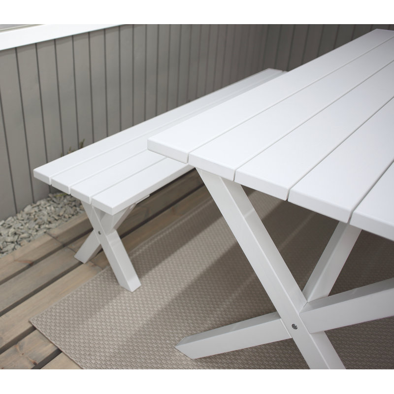 Edgerton 6 - Person Wood Patio Dining Set with Rectangular Table, White