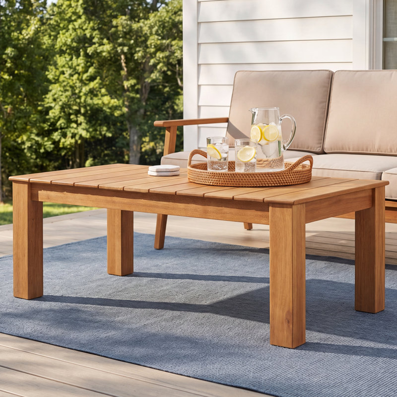 Lanie Rectangular Eucalyptus Outdoor Coffee Table