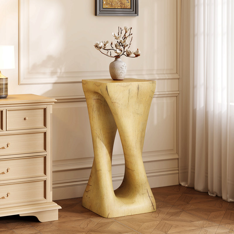 Table d'appoint d'extérieur, table de bout en forme de torsion, Naturel