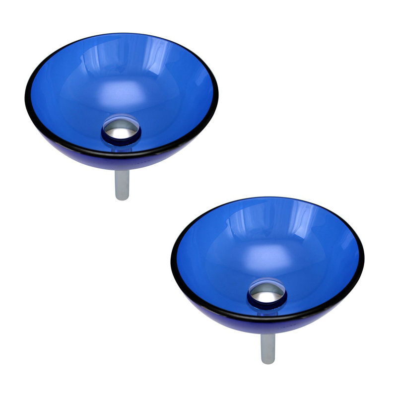 Lavabo de salle de bain à bateau circulaire en verre trempé