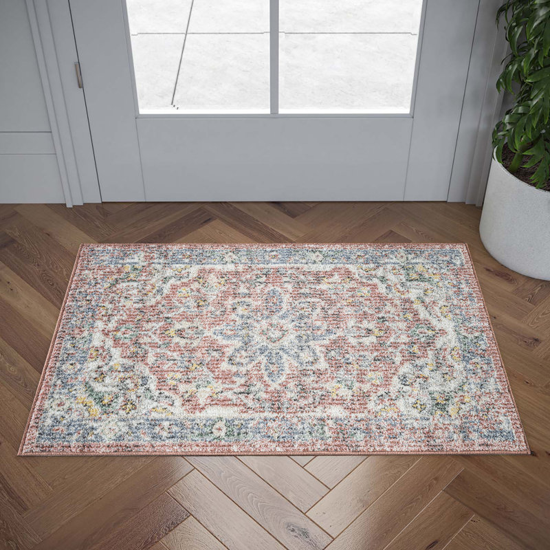 Arles Oriental Cream/Blue/Rust Area Rug, Rectangle 2' x 3'