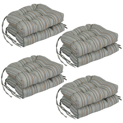 16-Inch Rounded Back Woven Olefin Tufted Outdoor Chair Cushions (Set Of 8)
