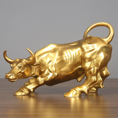 Figurine de taureau en laiton - Décoration artistique inspirée du taureau de Wall Street, statues et sculptures en bronze représentant un taureau, une vache ou un bœuf, pour la maison ou le bureau.