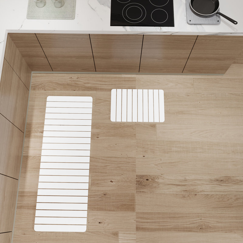 Ensemble de tapis de cuisine gris à séchage rapide Diatomite, White