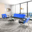 Ensemble de mobilier de salon moderne 3 pièces - Canapé 3 places en tissu bleu et noir + 2 fauteuils d'appoint avec structure en métal, pour la maison et le bureau-101038631