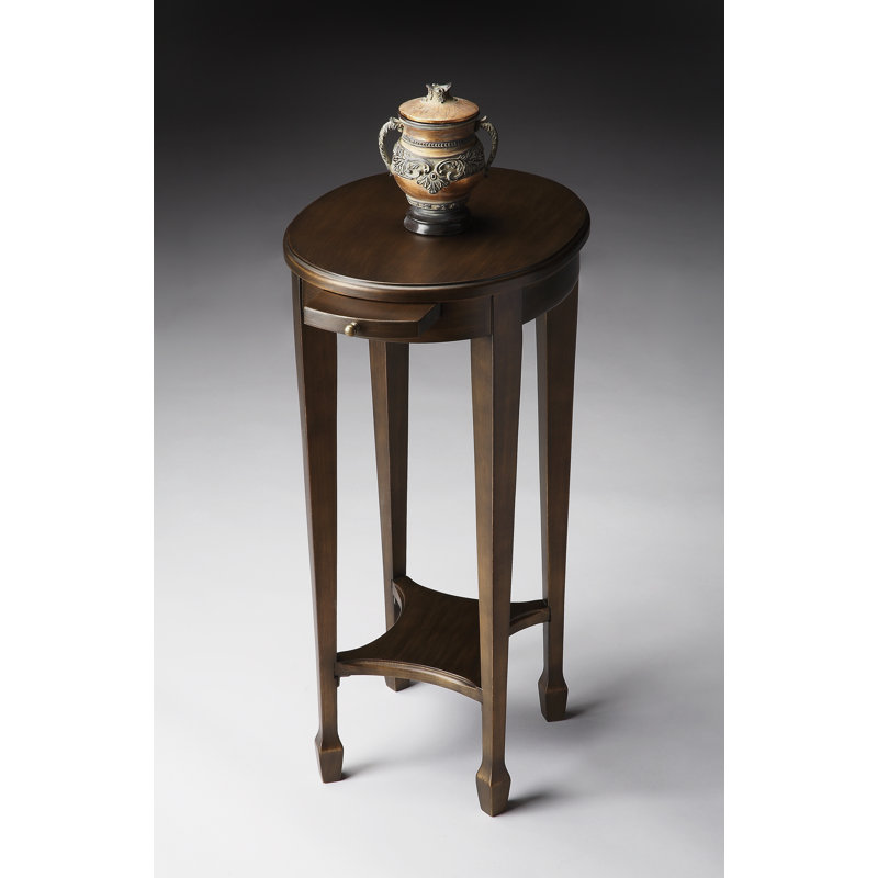 End Table, Distressed Black On Gold