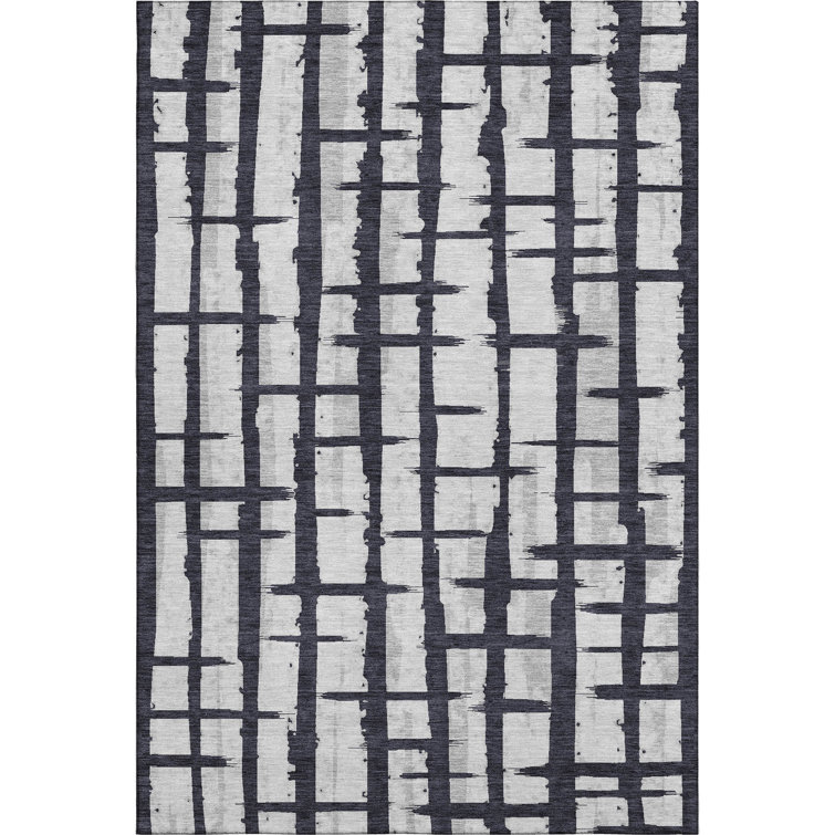 Premium Machine Washable Prisco Black Rug