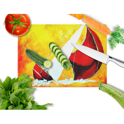 Caroline's Treasures Tempered Glass Sailboat Break Away Cutting Board