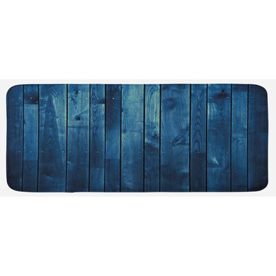 Wooden Planks Texture Image Board Floor Wall Lumber Rustic Country Life Pale Blue Dark Blue Kitchen Mat -  East Urban Home, 0D26F5614442429C9853B1DDE71B1ECA