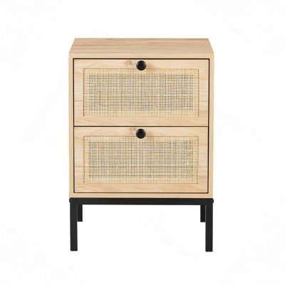 Industrial Farmhouse Designed 2 Drawer Nightstand