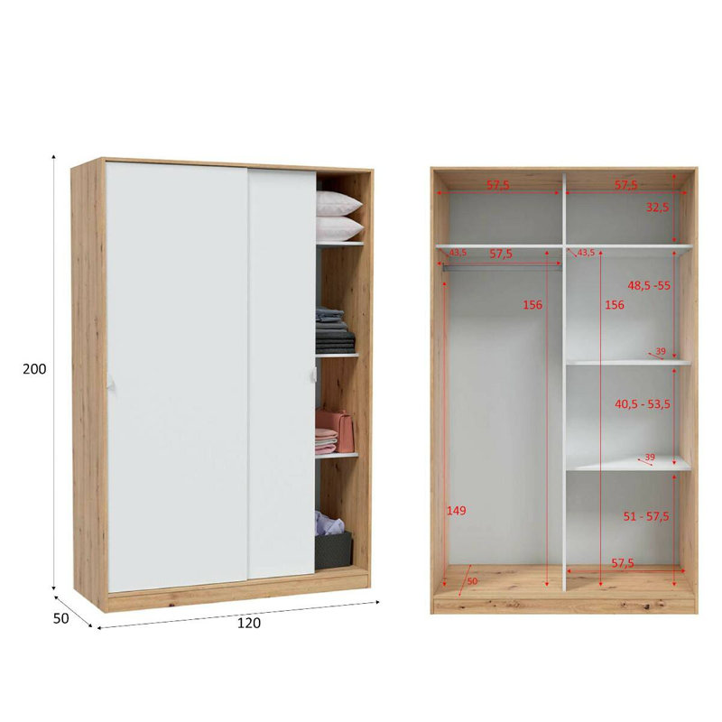 2 Door Manifactured Wood Wardrobe