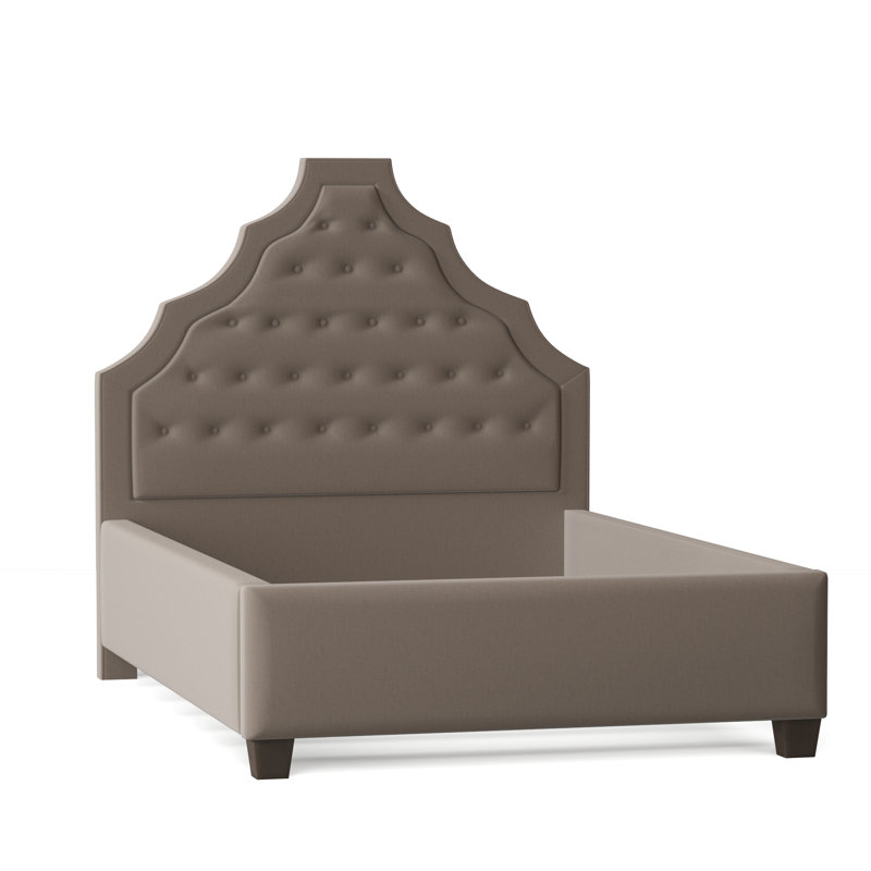 Lexi Upholstered Bed, California King, Bella Black Performance Velvet, Brown Mahogany