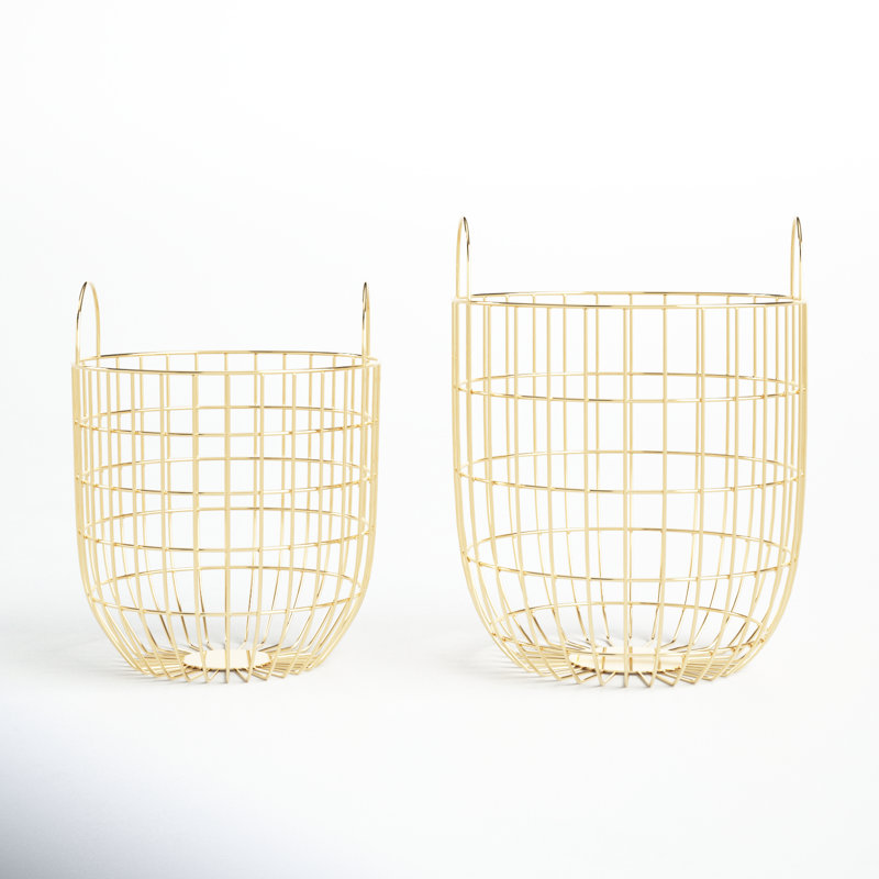 AllModern Decorative Basket, Gold, 16.5" H x 12.65" W x 12.6" D
