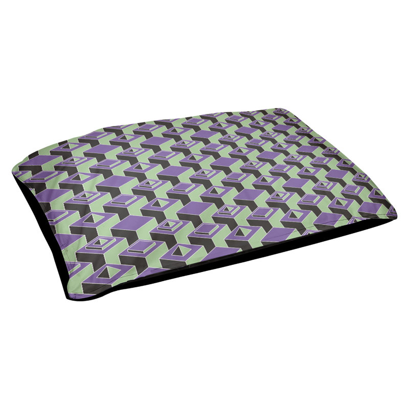 Coussin pour chien en extérieur à motif skyscrapers Chen, Petit (l 28 po x P 6 po x H 18 po), Mauve / Vert
