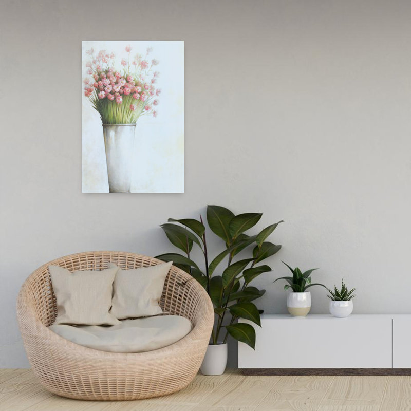 Art floral rose printanier rose, H 24 po x l 16 po