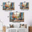 Orange et bleu Boho Pottery Farmhouse Charm - ensemble d'art mural Boho Pottery-107194733-107194739