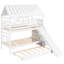 Lit superposé simple avec lit gigogne, espace de rangement et fenêtre de toit charmante - caractéristique adorable blanche