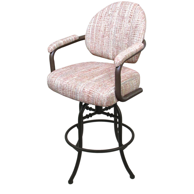 Tabouret de bar et de comptoir pivotant 26 po Radell, Tabouret de comptoir (siège d'une hauteur de 26 p, Blanc, Marron clair