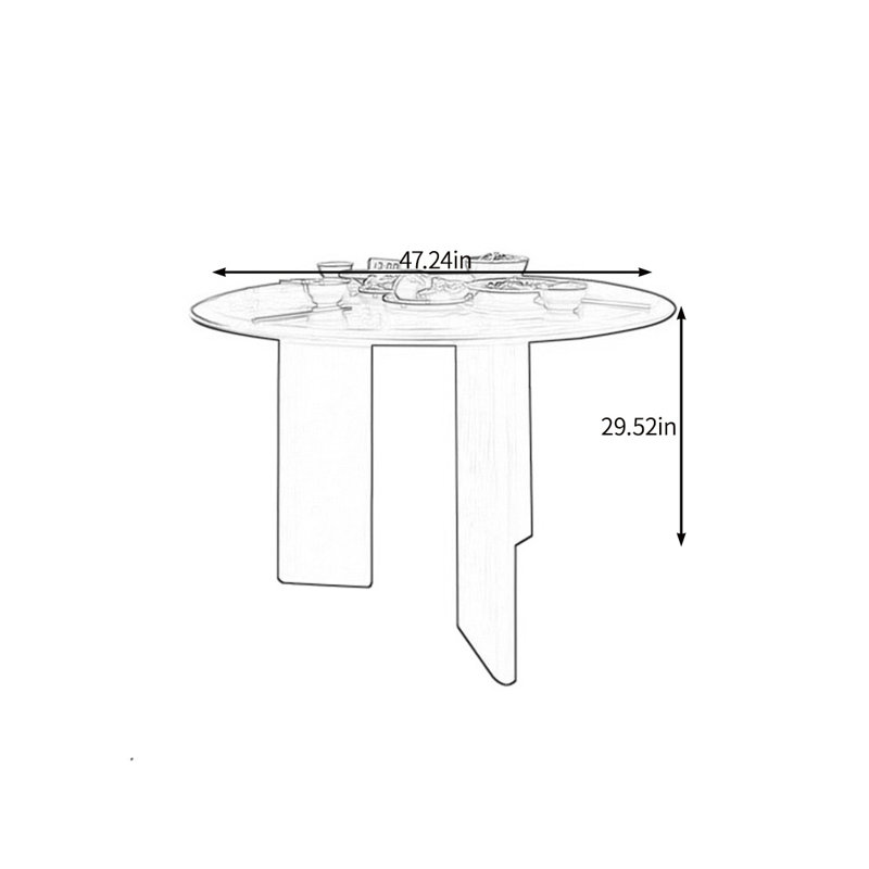 Solid wood round multi-functional dining table, 29.52"H x 47.24"L x 47.24"W