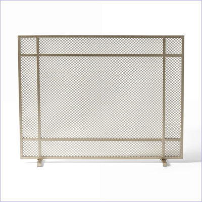 Pare-étincelles | Fer moderne à panneau simple | Finition dorée | H 31,75 po x l 41 po | Or | Fer
