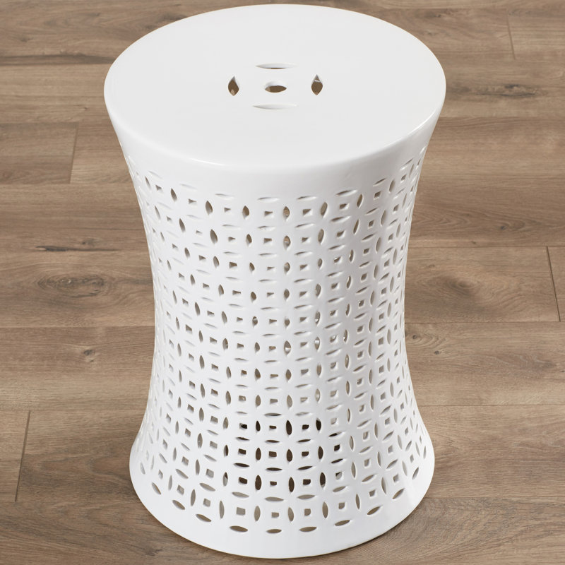Tabouret de jardin en céramique Alondo, Blanc
