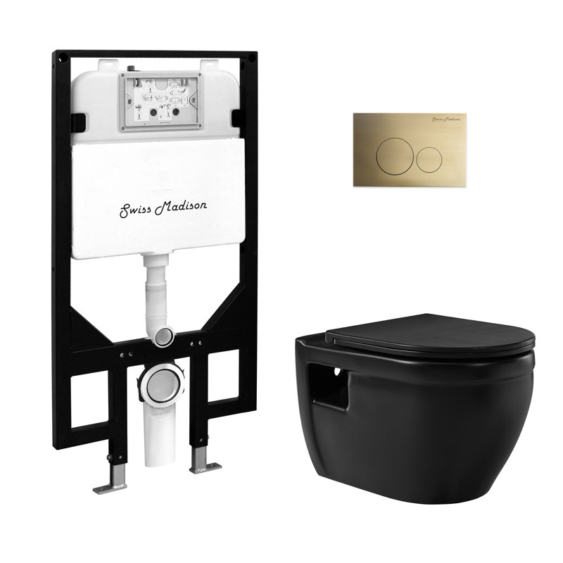 Ensemble de toilette à fixation murale Ivy, Noir mat / laiton