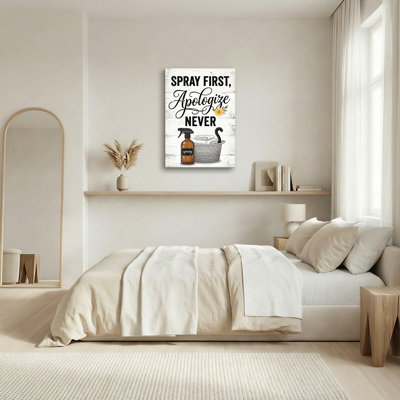«Gallery Wrap», art mural sur toile pour le salon, la chambre à coucher, le bureau ou le vestibule - décoration murale décorative avec jet First Apologize Never