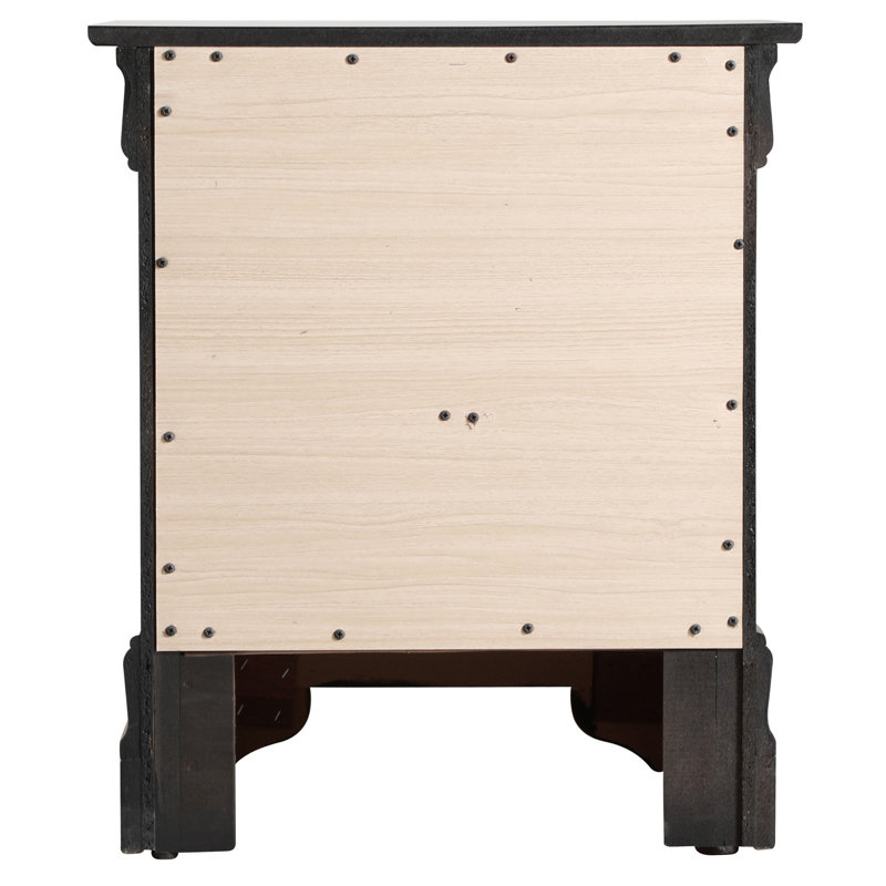 Table de chevet avec 2 tiroirs, Noir