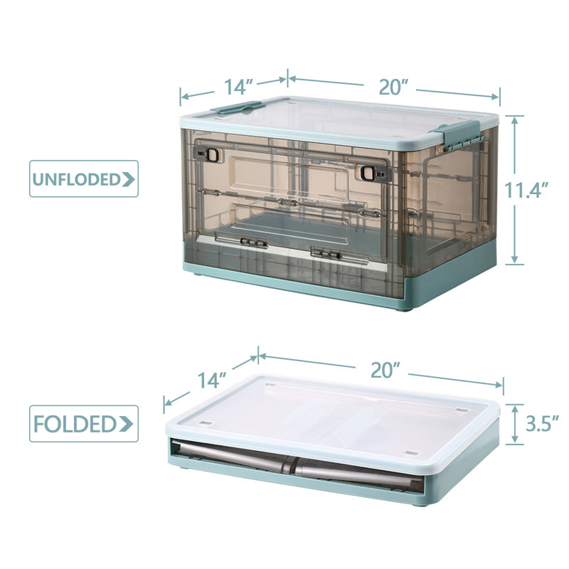 Plastic Collapsible Storage Bins Set, Blue