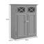 Armoire murale amovible à deux portes Woodley avec panneaux en verre moulé en croix et tablette réglable-660577831