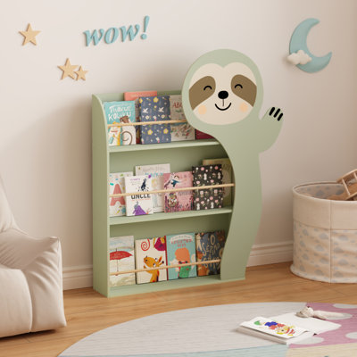 Sloth Kids Bookshelf, Front-Facing Toddler Book Display Rack with 3 Tiers