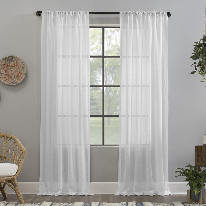 Panneau de rideau diaphane avec passe-tringle Cyon, l 52" x L 63", Blanc