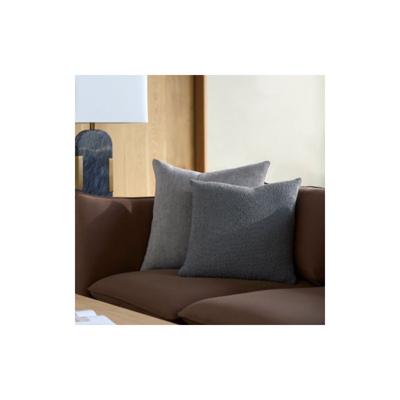 Amalfi Boucle Throw Pillow, Down, 20" x 20", Gray