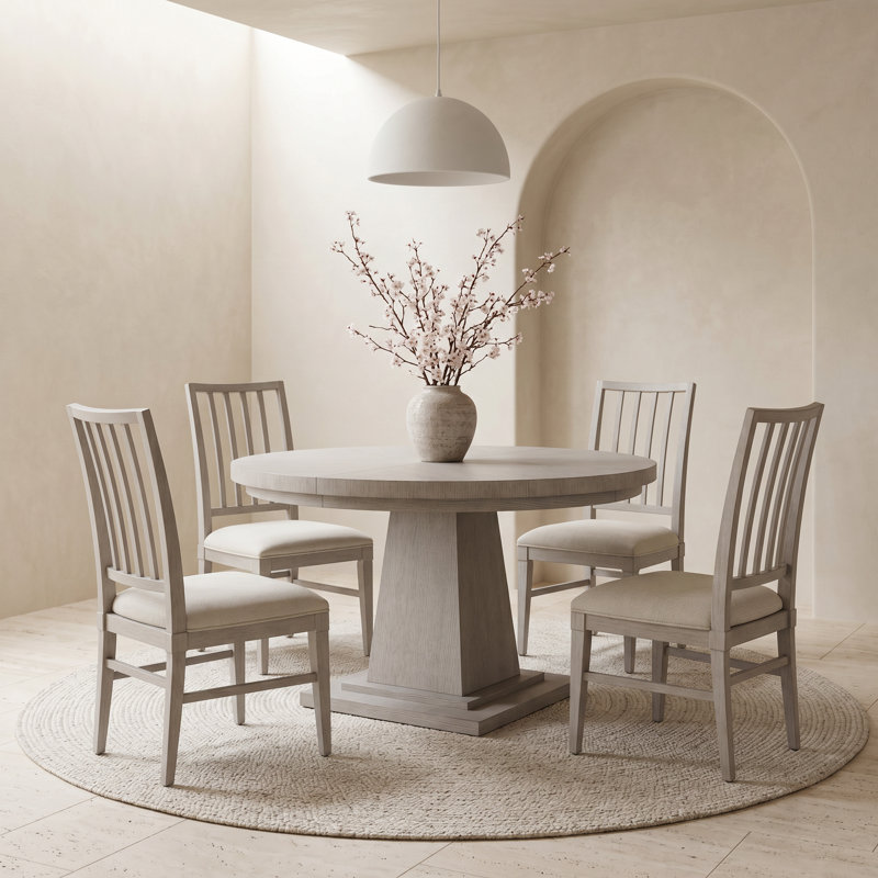 5 - Piece Solid Wood Dining Set, Gray