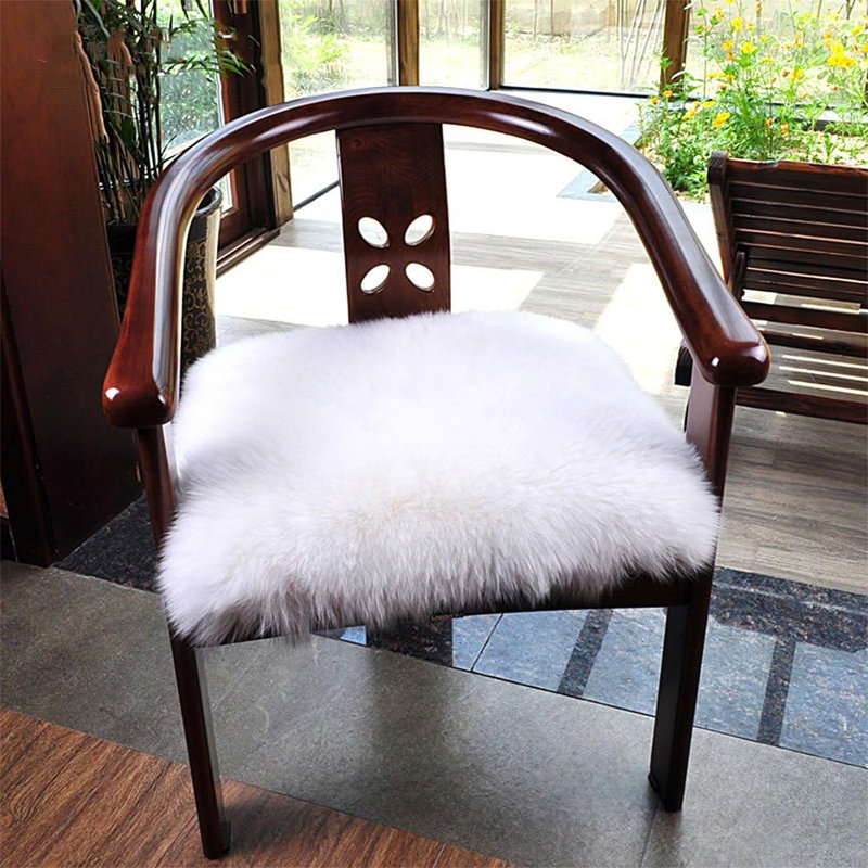 White Small Faux Fur Sheepskin Throw Rug Fluffy Shag Fu...