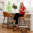 Upholstered Counter Stool With Metal Frame-1632637076