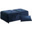 Banc de rangement moderne avec lit escamotable en velours bleu foncé - fabrication en bois massif et housse de coussin lombaire confortable-935462782