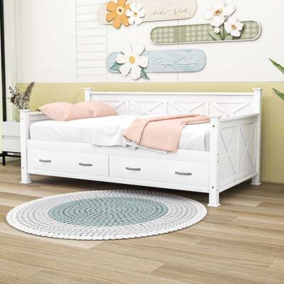 Twin Size 2 Drawers Wooden Daybed