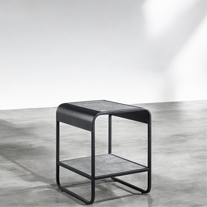 Modern Black + Grey End Table With Storage Space For Accessories Sleek Concrete Grey And Hall Practical Use