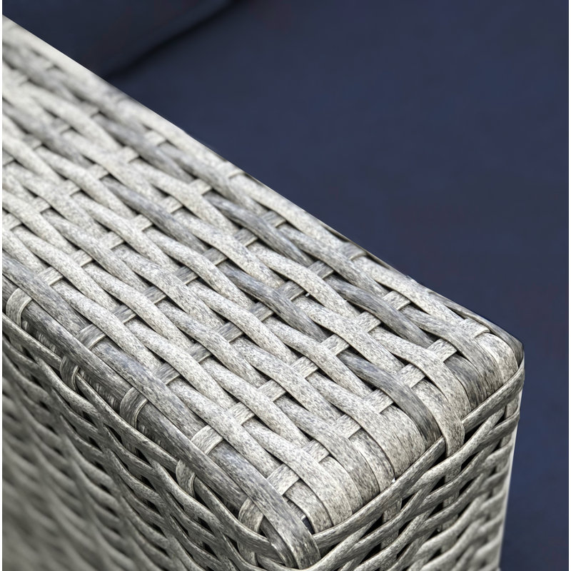 Estes Wicker Fully Assembled 6 - Person Seating Group with Sunbrella Cushions, Canvas Navy Sunbrella® Canvas