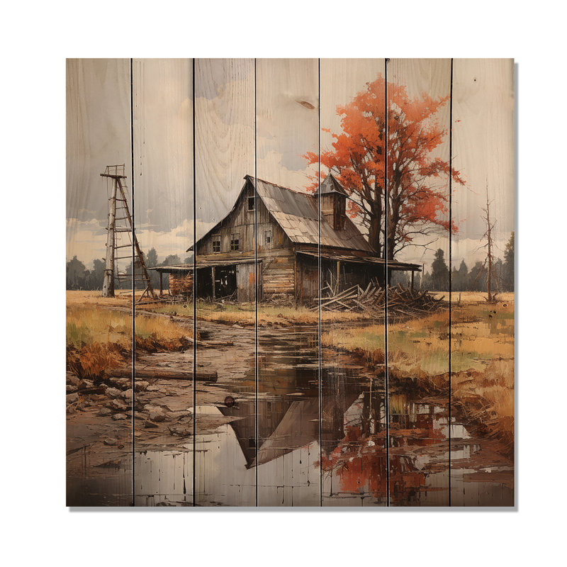 Impression sur bois «Kalden Barns Weathered I sagesse I», H 30 po x l 30 po x P 0,78 po