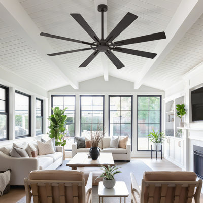 Grand ventilateur de plafond de 72 pouces, ventilateurs extérieurs modernes à 8 pales avec télécommande pour application, minuterie silencieuse réversible à 6 vitesses à moteur à courant continu (sans ampoule)