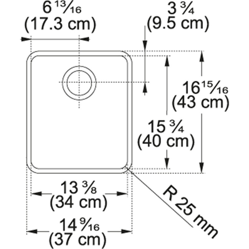 Évier de cuisine encastrable l 17 po x l 15 po Kubus