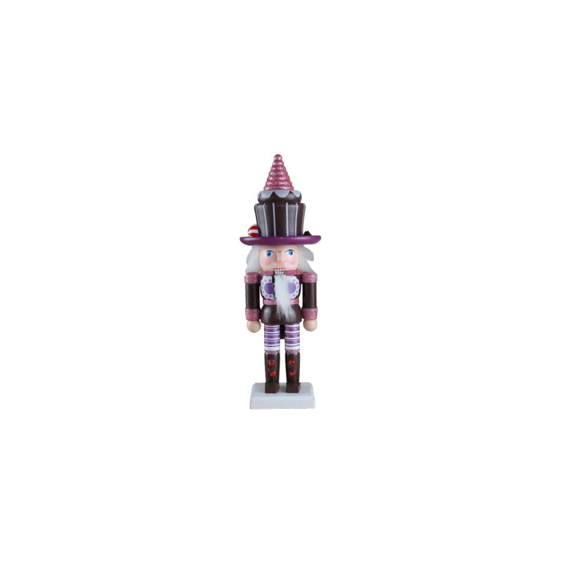 Cupcake Nutcracker Christmas Figure - 10" - Brown And Pink