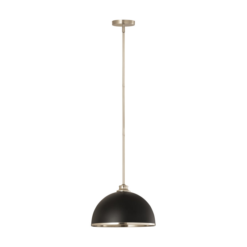 Hagberg 1 - Light Single Pendant, Brushed Nickel, Matte Black, 12" H x 14" W x 14" D