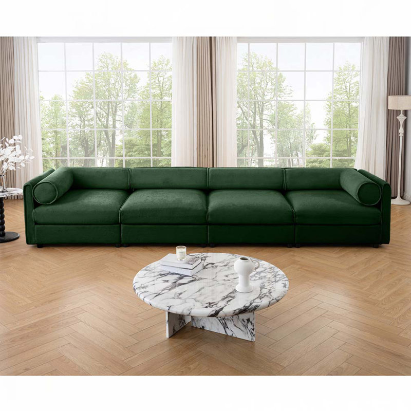 Canapé en chenille, H 27,9 po x l 142,5 po x P 37,4 po, 4, Vert