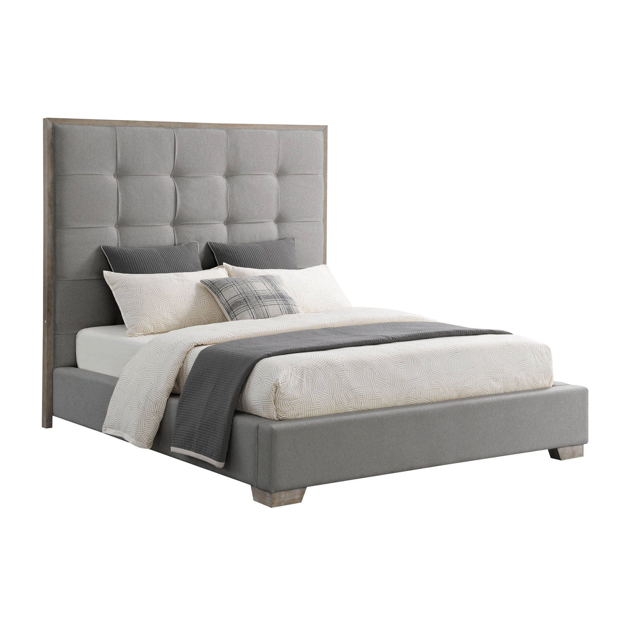 Upholstered Bed, Gray, King