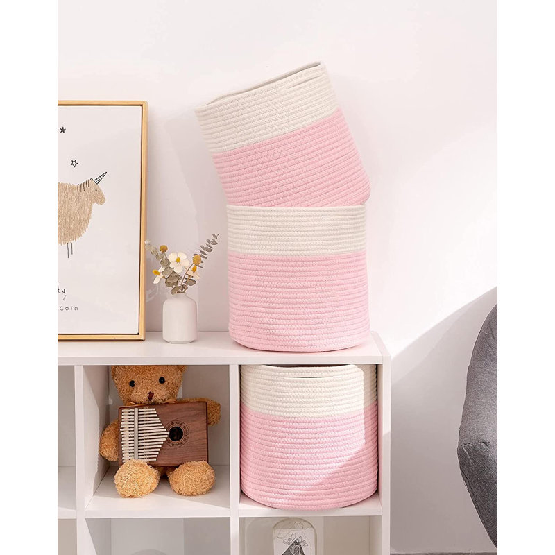 Ensemble de paniers en tissu, Rose
