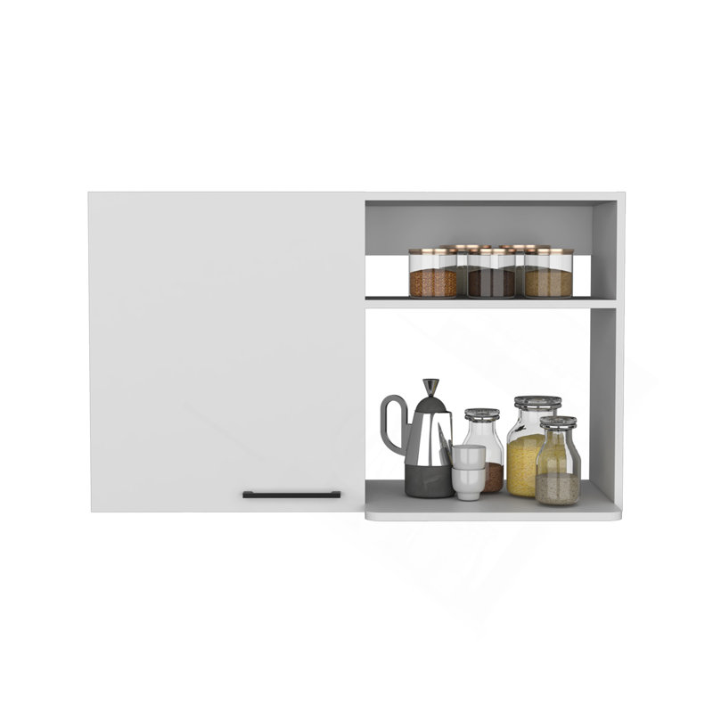 Armoire de rangement murale empilable H 24 po, deux tablettes internes, deux tablettes de rangement externes, une porte, blanc